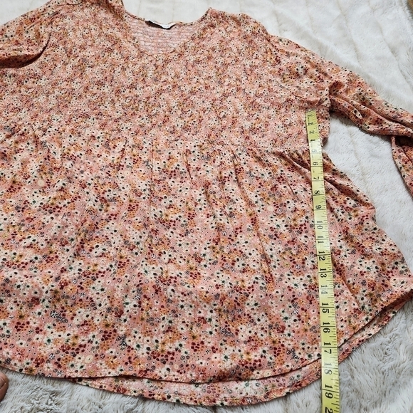 Blouse Retro Floral Long sleeves V-neckline Pink Size 3X SONOMA - Picture 10 of 14